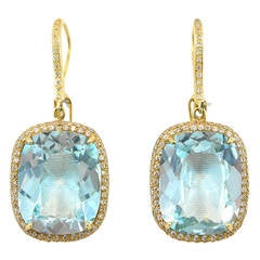Jona Blue Topaz Diamond Gold Earrings 12