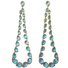 Jona Blue Topaz 18 Karat Rose Gold Articulated Dangle Earrings