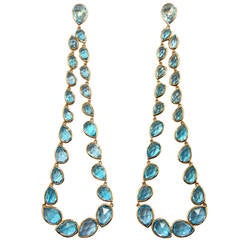 Jona Blue Topaz Gold Dangle Earrings 4