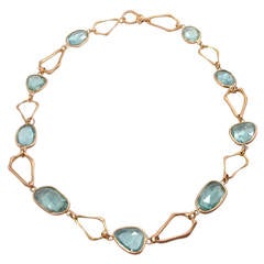 Blue Topaz Gold Link Necklace