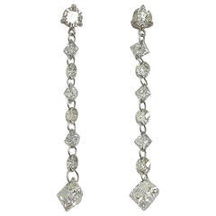 Jona Floating Diamond Platinum Drop Earrings 6