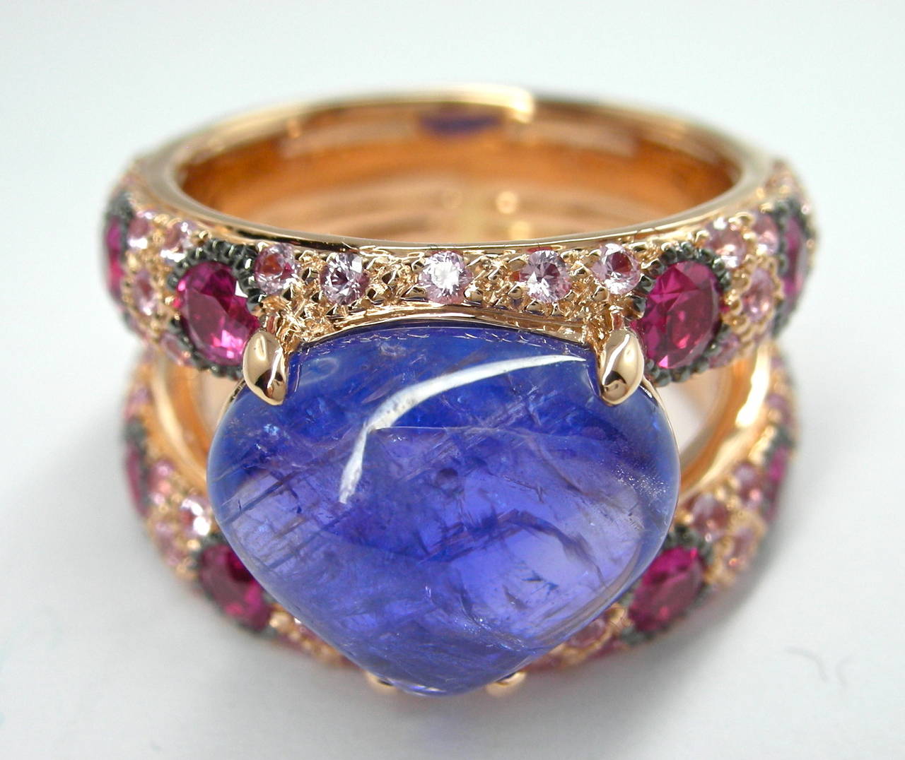 Women's Tanzanite Sapphire Ruby Gold Ring