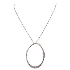 Jona White Diamond 18 Karat White Gold Open Circle Pendant Necklace