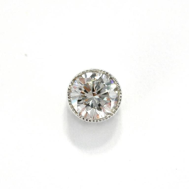 Jona White Diamond Single Stone 18k Gold Stud Earrings For Jona Design Collection Hand Crafted In Italy 18 Karat White Gold Bezel Set Diamond