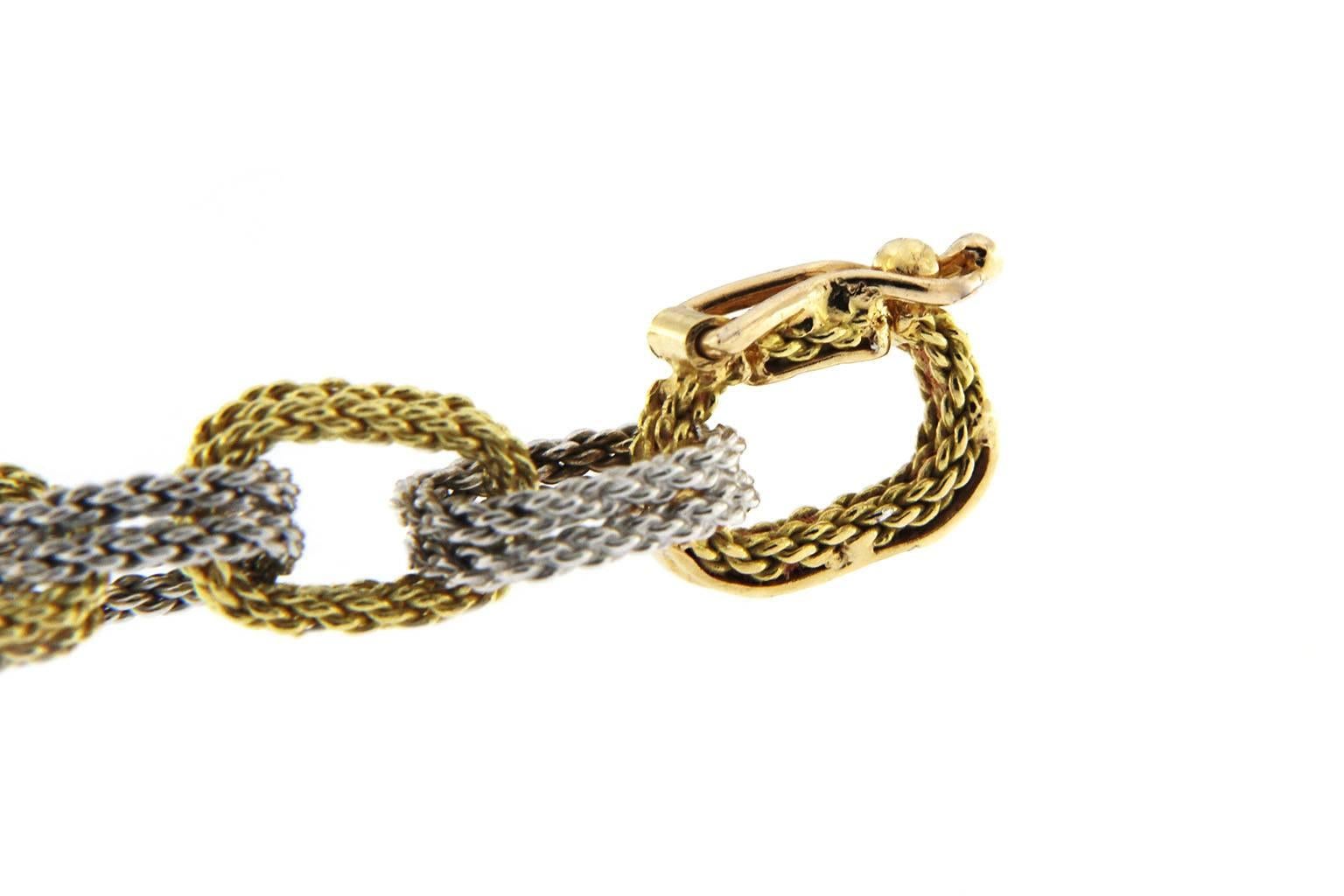 Women's Jona White and Yellow 18 Karat Gold Woven Chain Link Bracelet