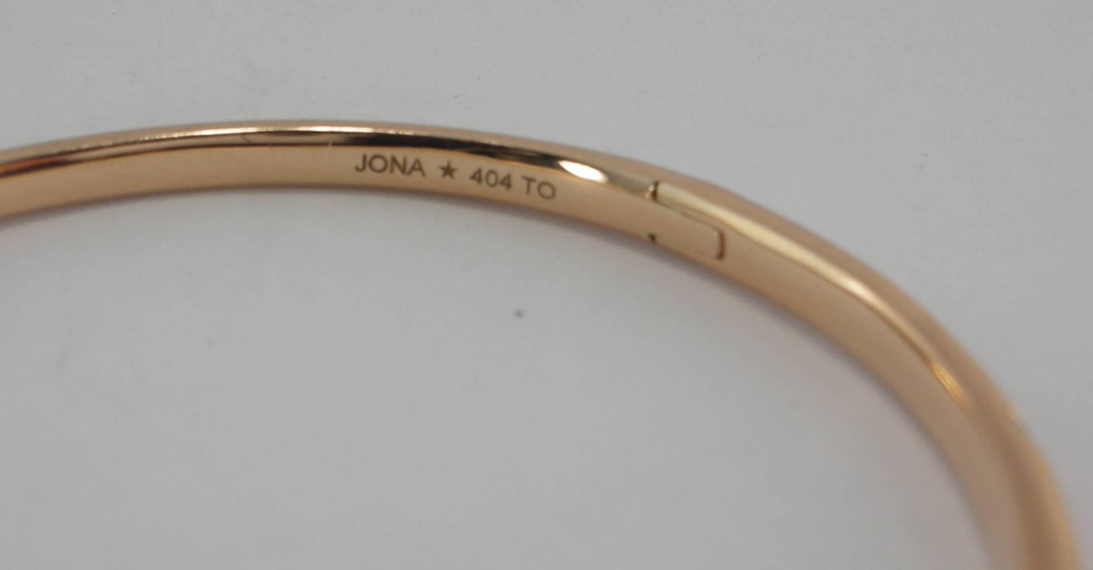 Round Cut Alex Jona White Diamond 18 Karat Rose Gold Bangle Bracelet