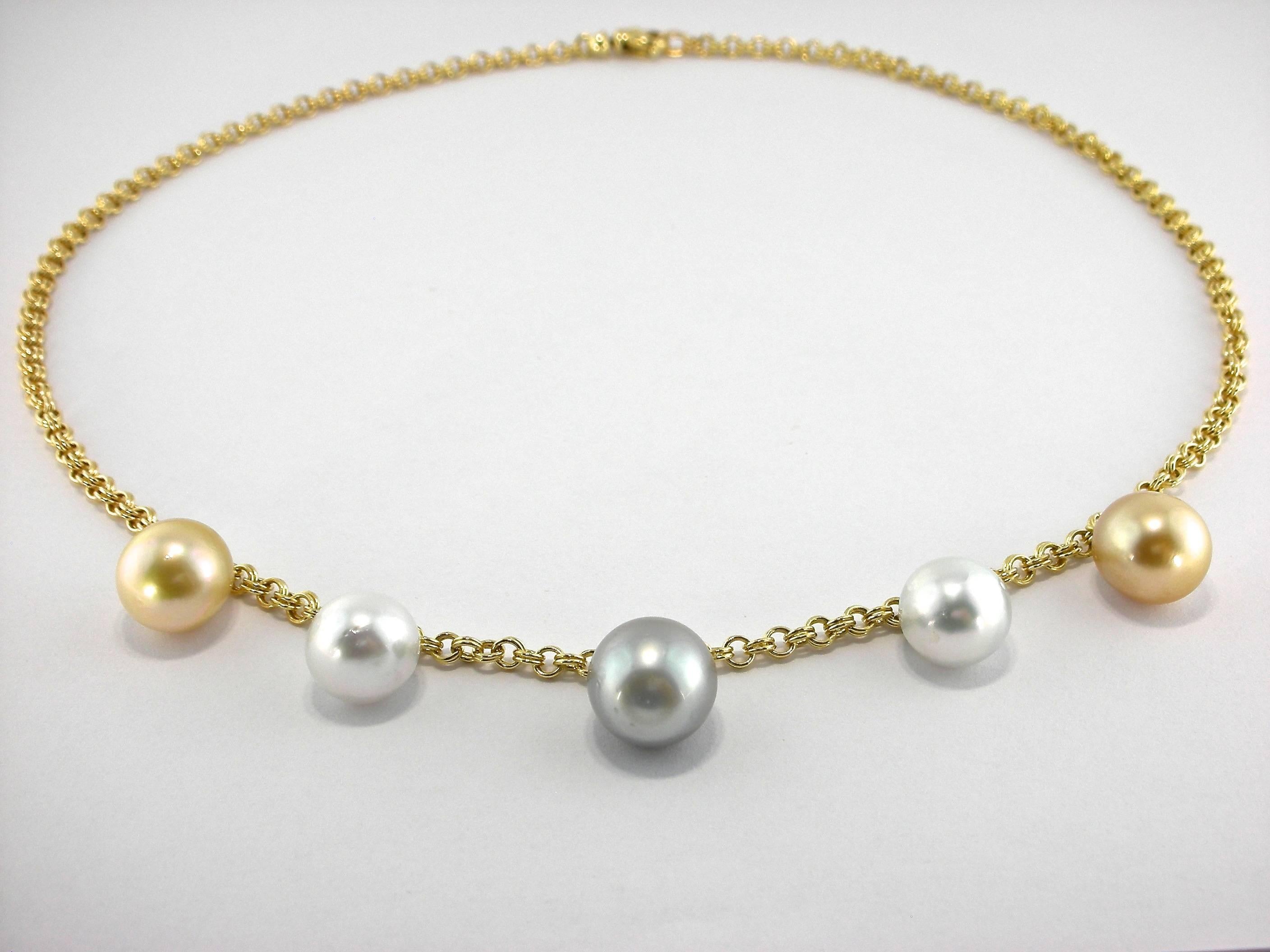 Women's Jona South Sea and Tahitian Pearl Gold Necklace