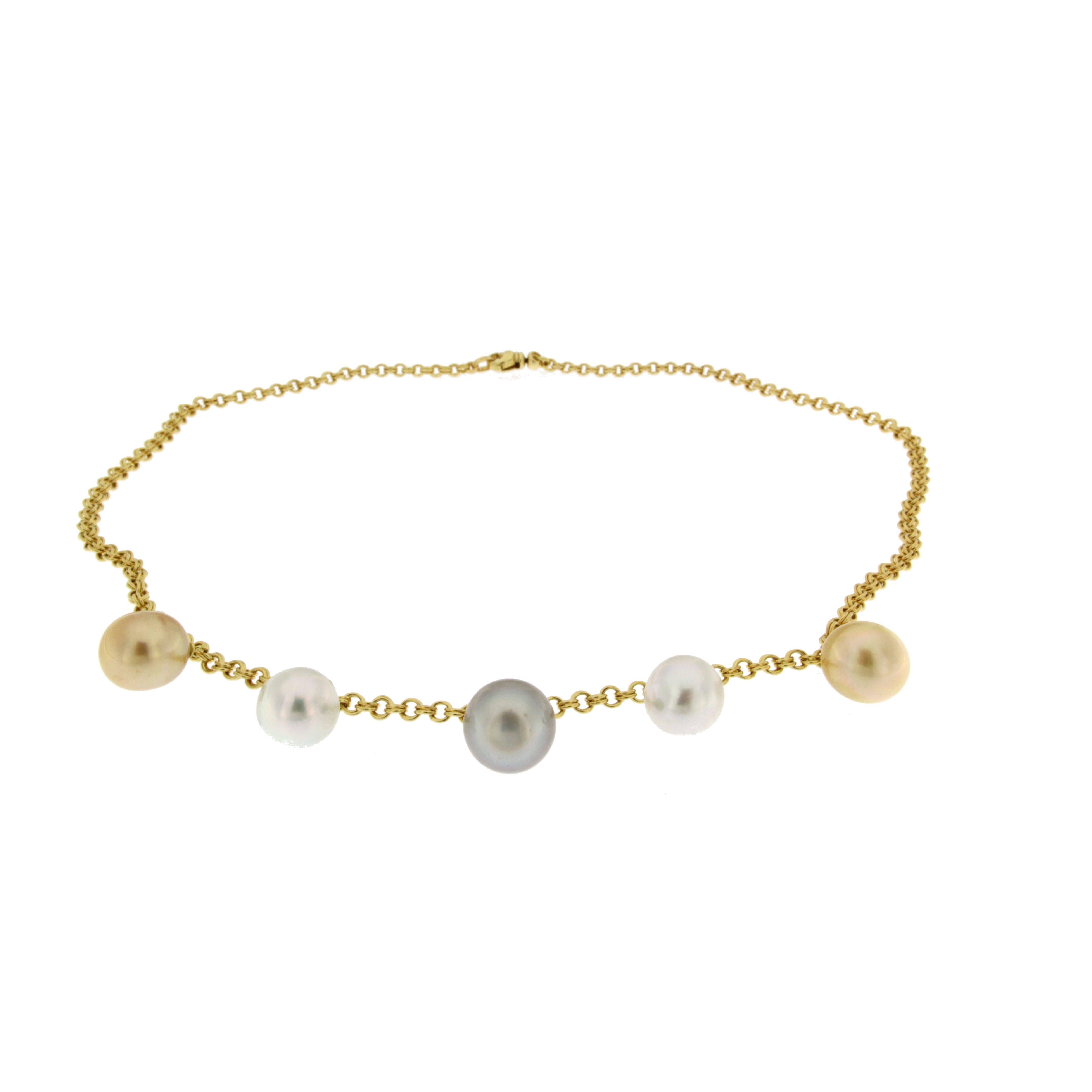 Jona South Sea and Tahitian Pearl Gold Necklace In New Condition In Torino, IT