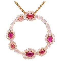 Alex Jona Rubellite Moonstone 18 K Rose Gold Pendant Necklace