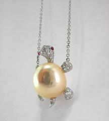 Jona Pearl Diamond Gold Turtle Necklace