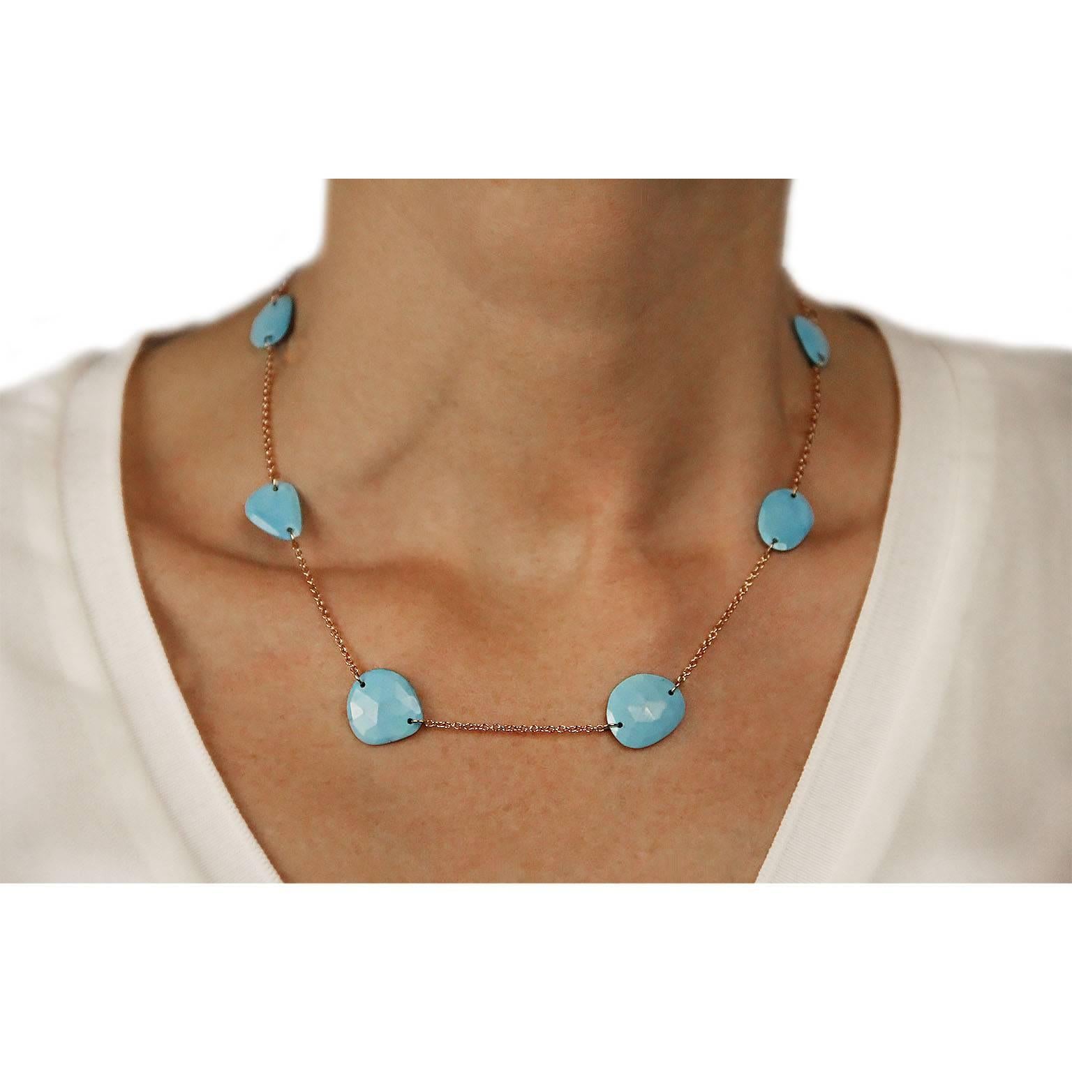 Jona Turquoise Gold Chain Necklace In New Condition In Torino, IT
