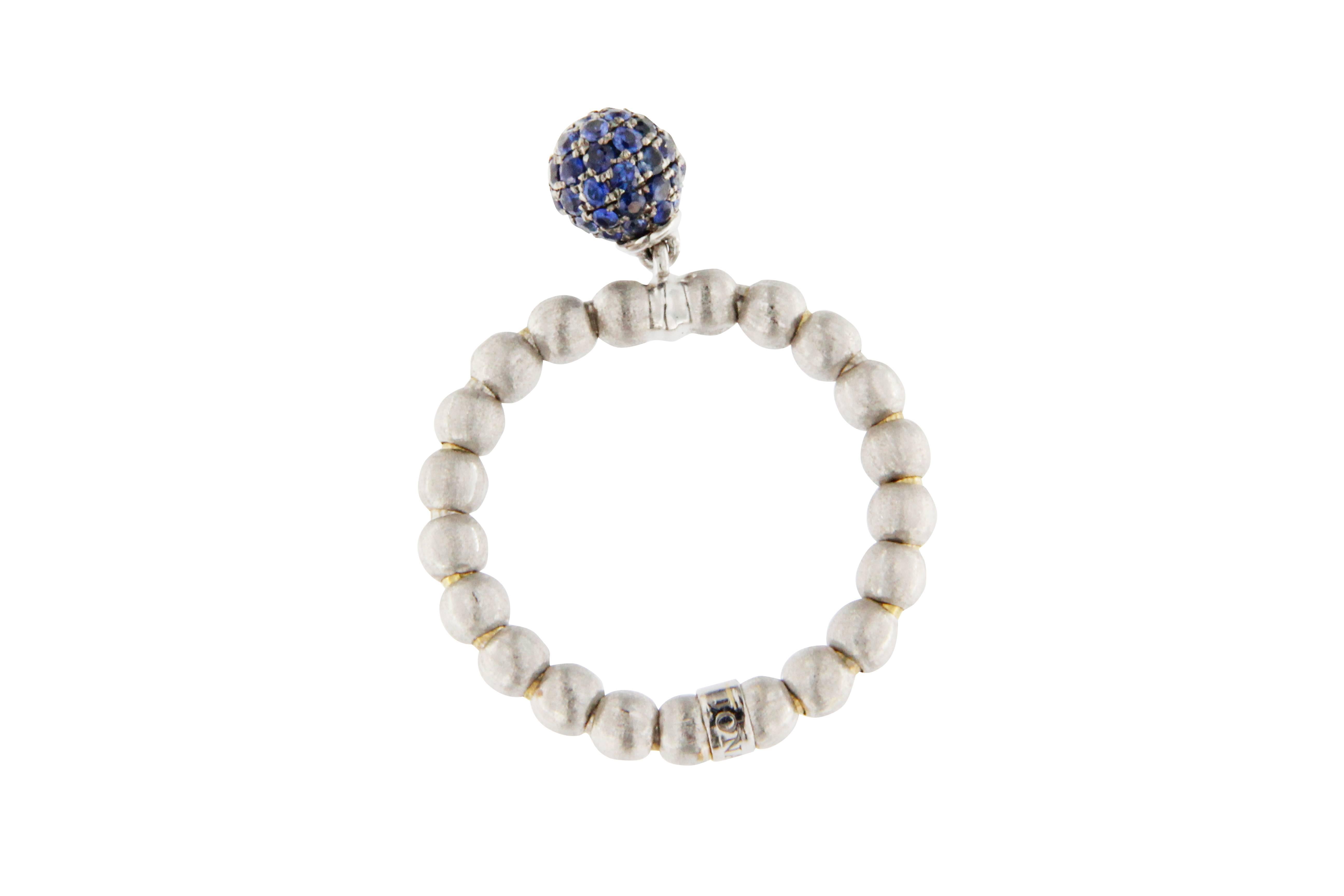 Women's Jona 18 Karat White Gold Blue Sapphire Flexible Ring