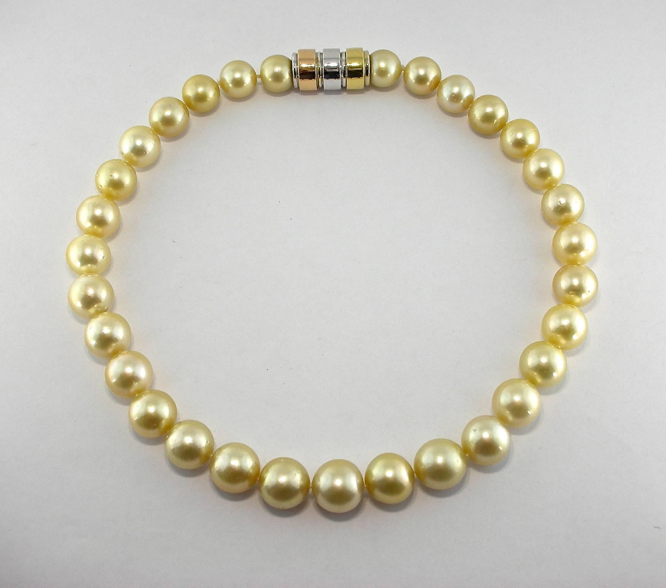 Round Cut Golden South Sea Pearl Necklace