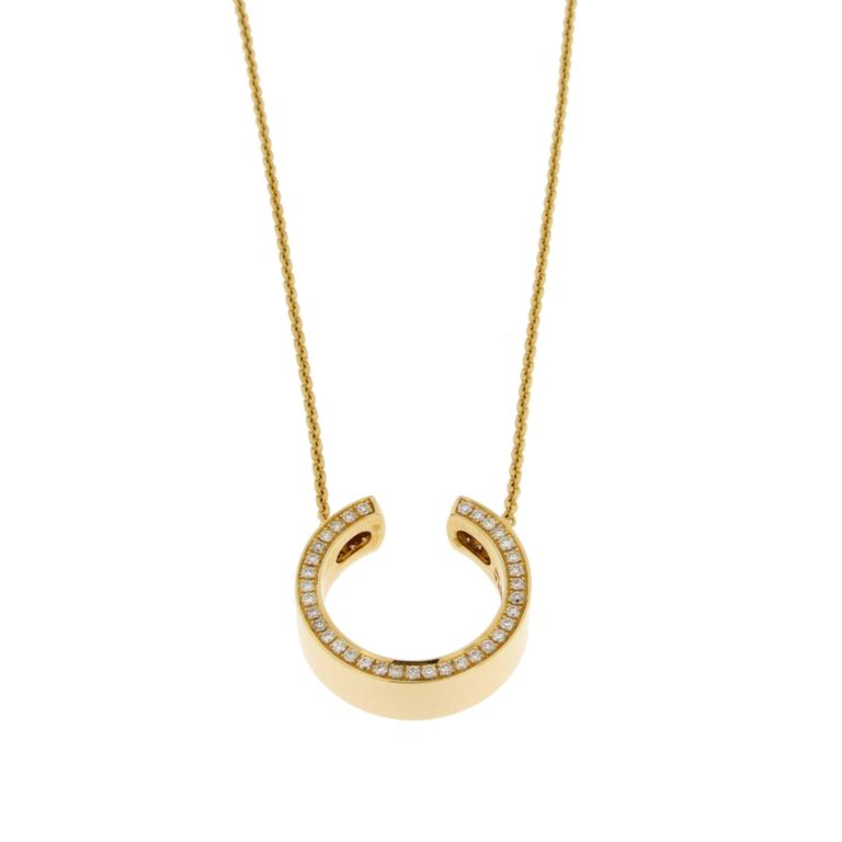Women's Alex Jona White Diamond 18 karat Yellow Gold Double Sided Pendant Necklace For Sale