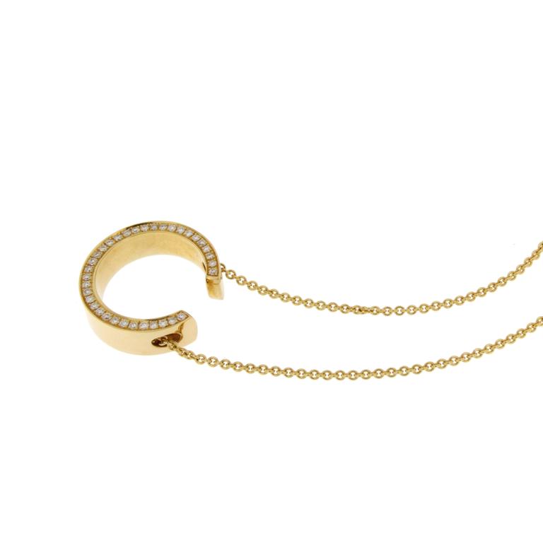 Alex Jona White Diamond 18 karat Yellow Gold Double Sided Pendant Necklace For Sale 1