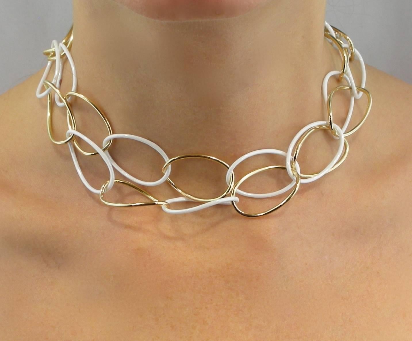 Jona High-Tech Black Ceramic Gold Long Curb-Link Necklace 1