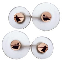 Alex Jona Rock Crystal 18 Karat Rose Gold Button Cufflinks