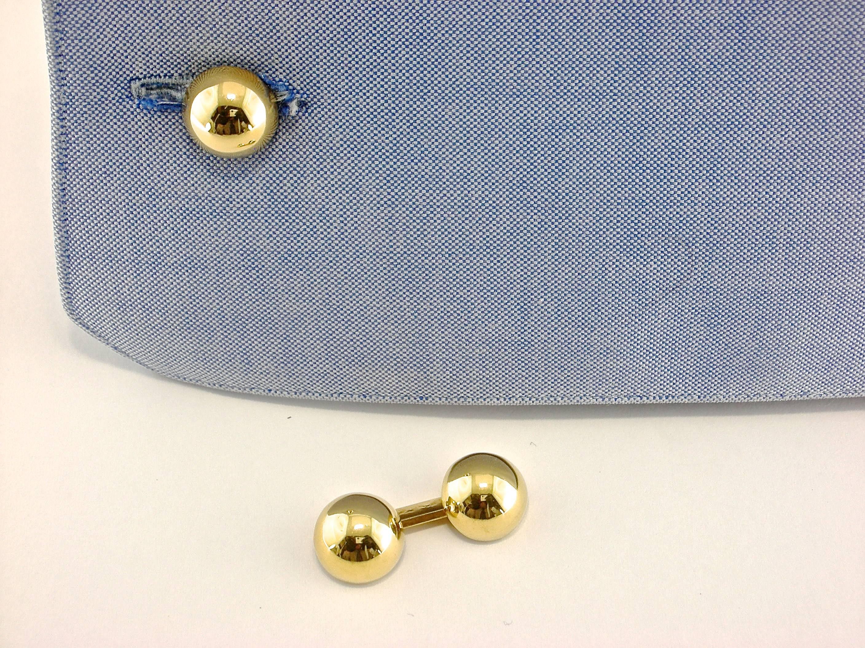 Jona design collection, hand crafted in Italy, 18 karat yellow gold semi-sphere button cufflinks.
All Jona jewelry is new and has never been previously owned or worn. Each item will arrive at your door beautifully gift wrapped in Jona boxes, put