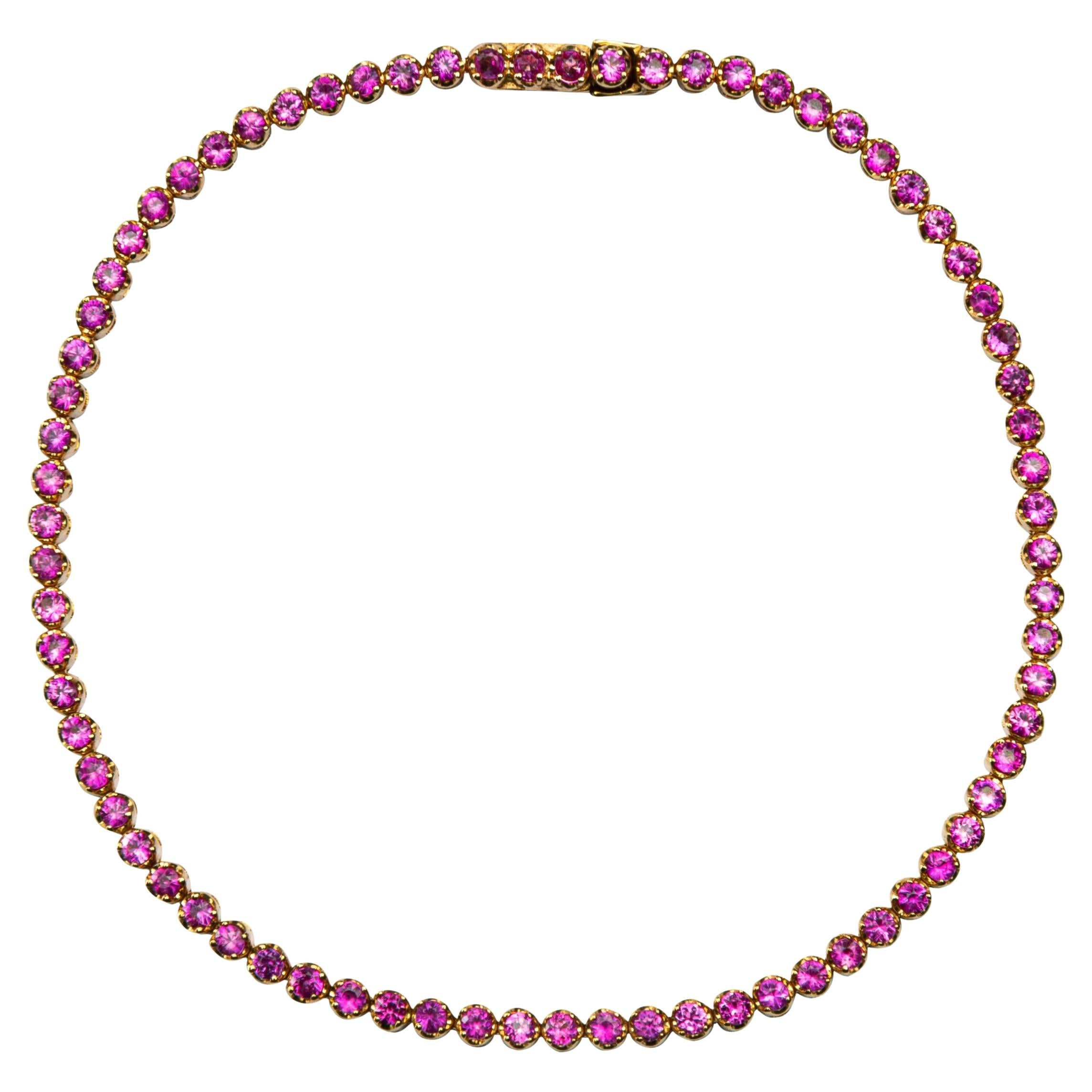 Alex Jona Pink Sapphire 18 Karat Rose Gold Tennis Bracelet