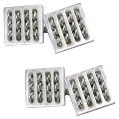 Gemelli quadrati in argento Sterling Mother of Pearl di Alex Jona