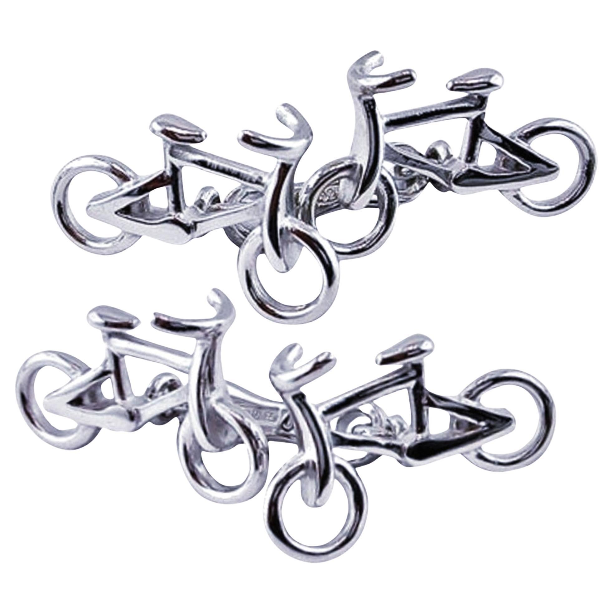 Gemelli in argento Alex Jona Bicycle in vendita