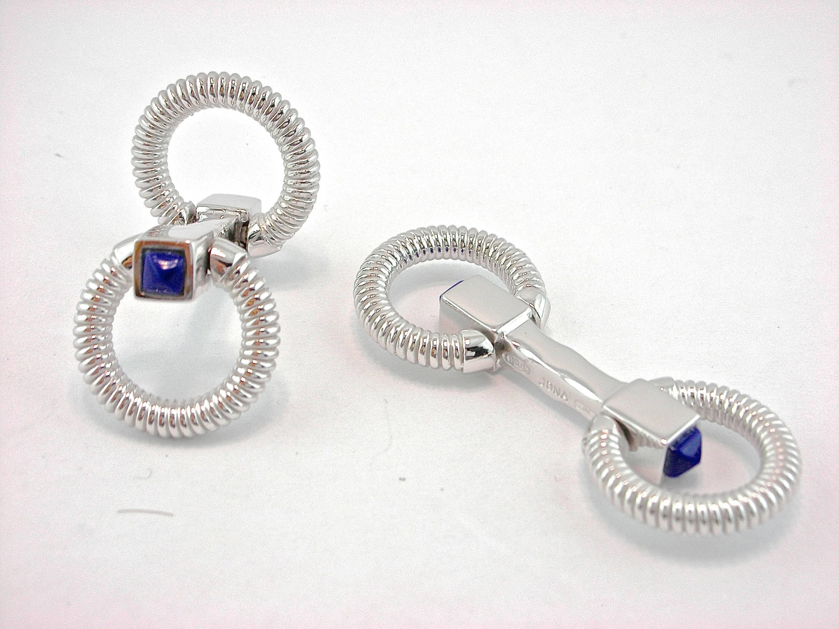 Trillion Cut Jona Sterling Silver Double Ring Folding Cufflinks