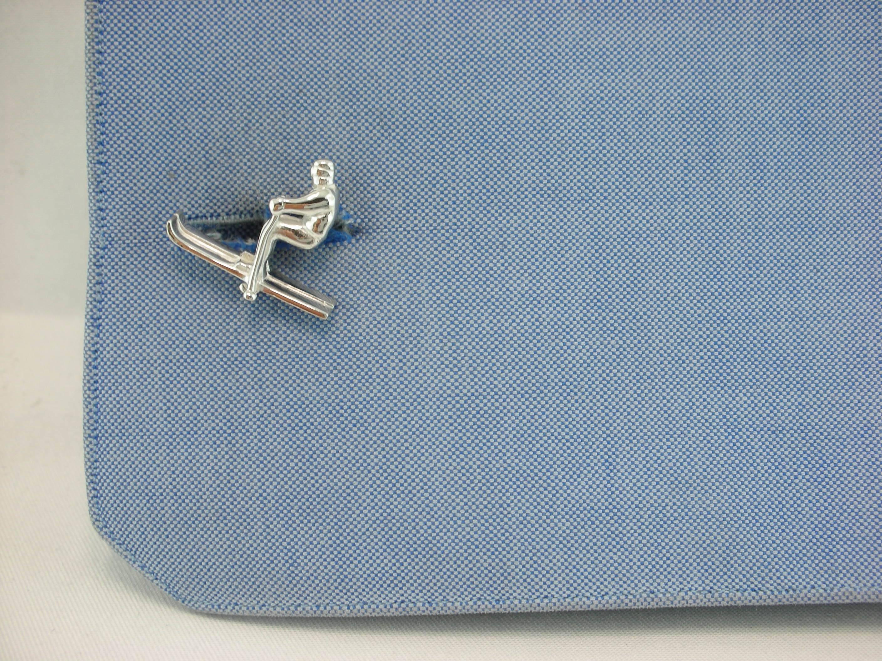 Jona Design collection, hand crafted in Italy, rhodium plated sterling silver cufflinks. Marked 