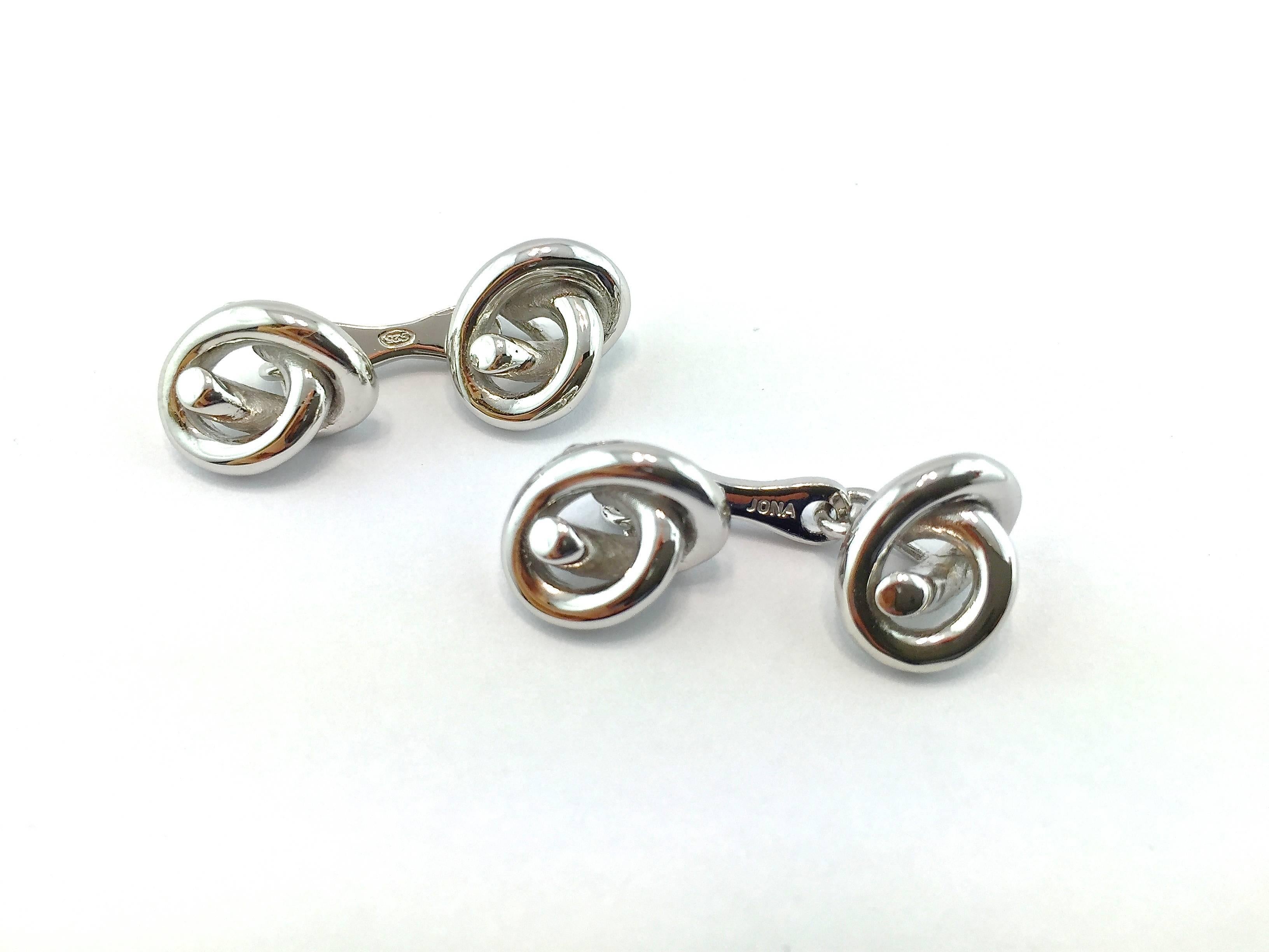 Alex Jona Sterling Silver Knot Cufflinks In New Condition In Torino, IT