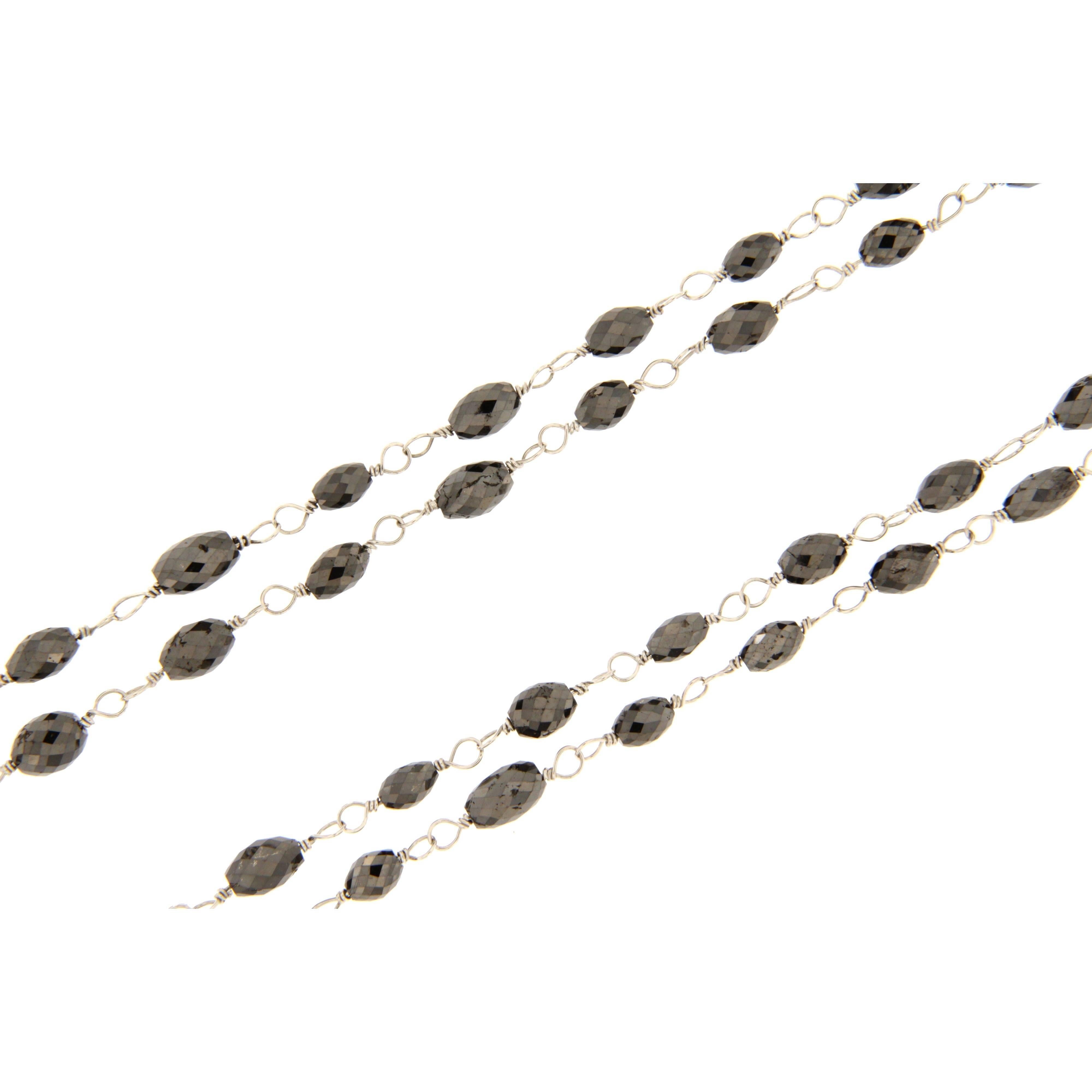 Women's Jona Black Diamond Oval Bead Gold Necklace