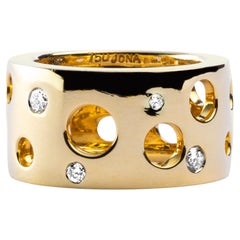 Alex Jona, bague jonc en or jaune 18 carats avec diamants blancs