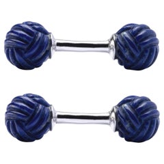 Alex Jona Lapis Lazuli Sterling Silver Knot Cufflinks