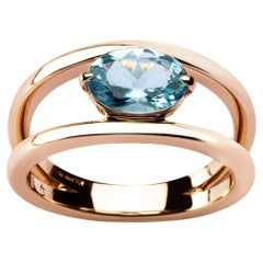 Alex Jona Aquamarine Rose Gold Solitaire Ring