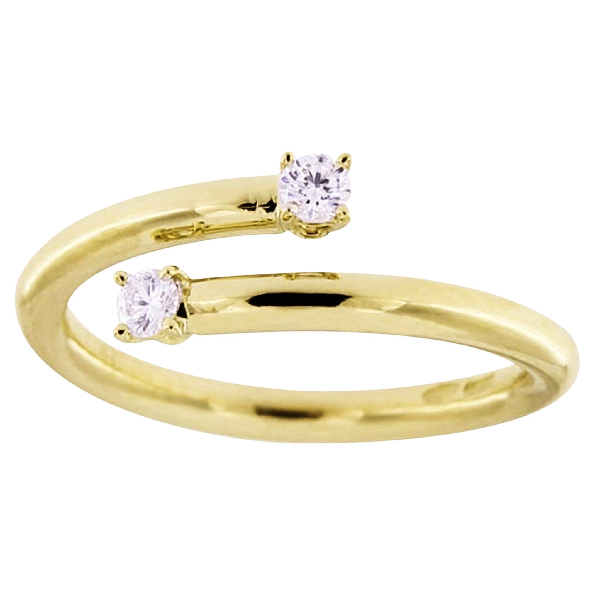 Alex Jona White Diamond 18 Karat Yellow Gold Crossover Ring For Sale