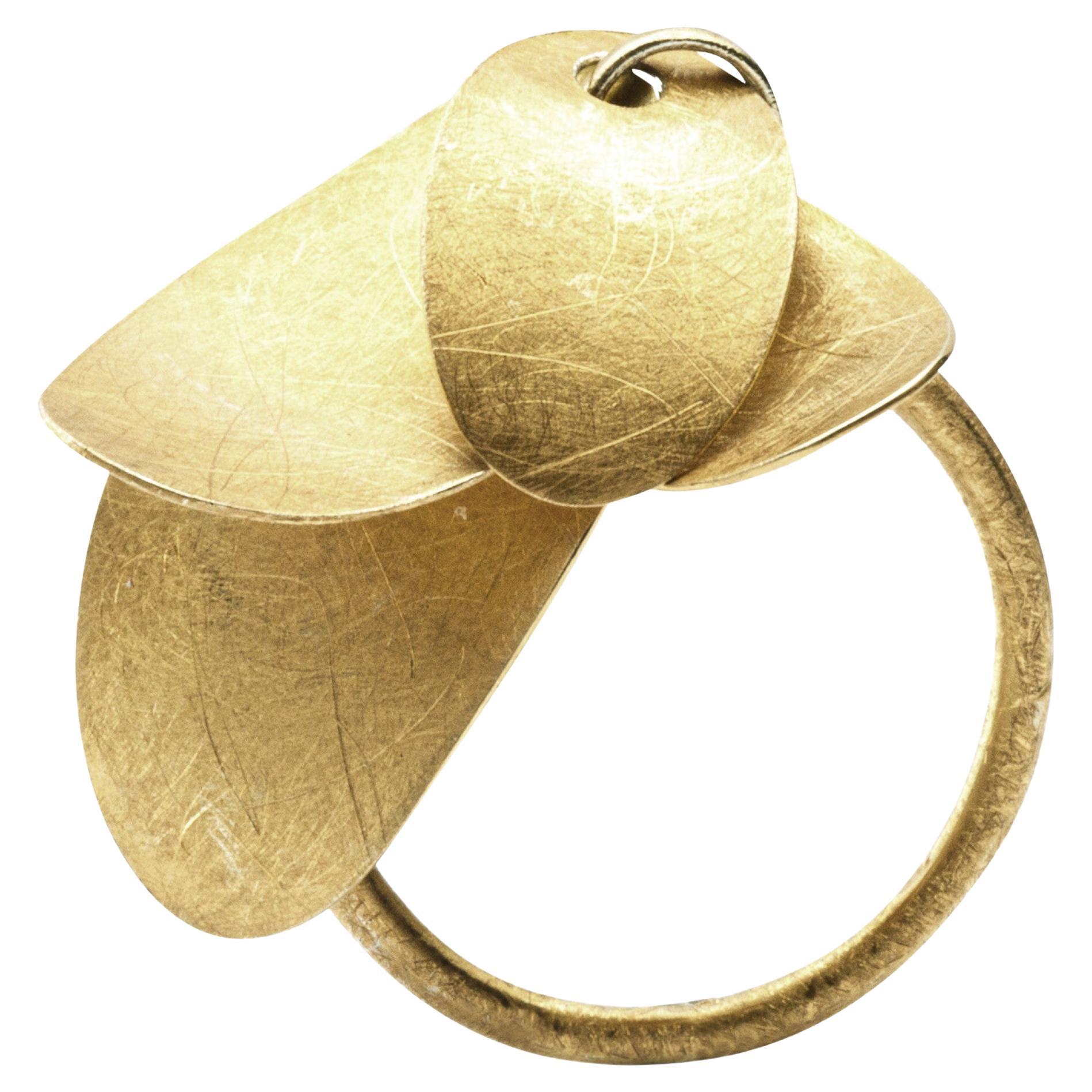 Alex Jona Rough Frosted Yellow Gold Multiple Leaves Ring For Sale