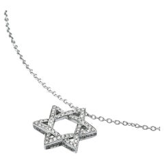 Alex Jona White Diamond 18 Karat White Gold Star of David Pendant Necklace
