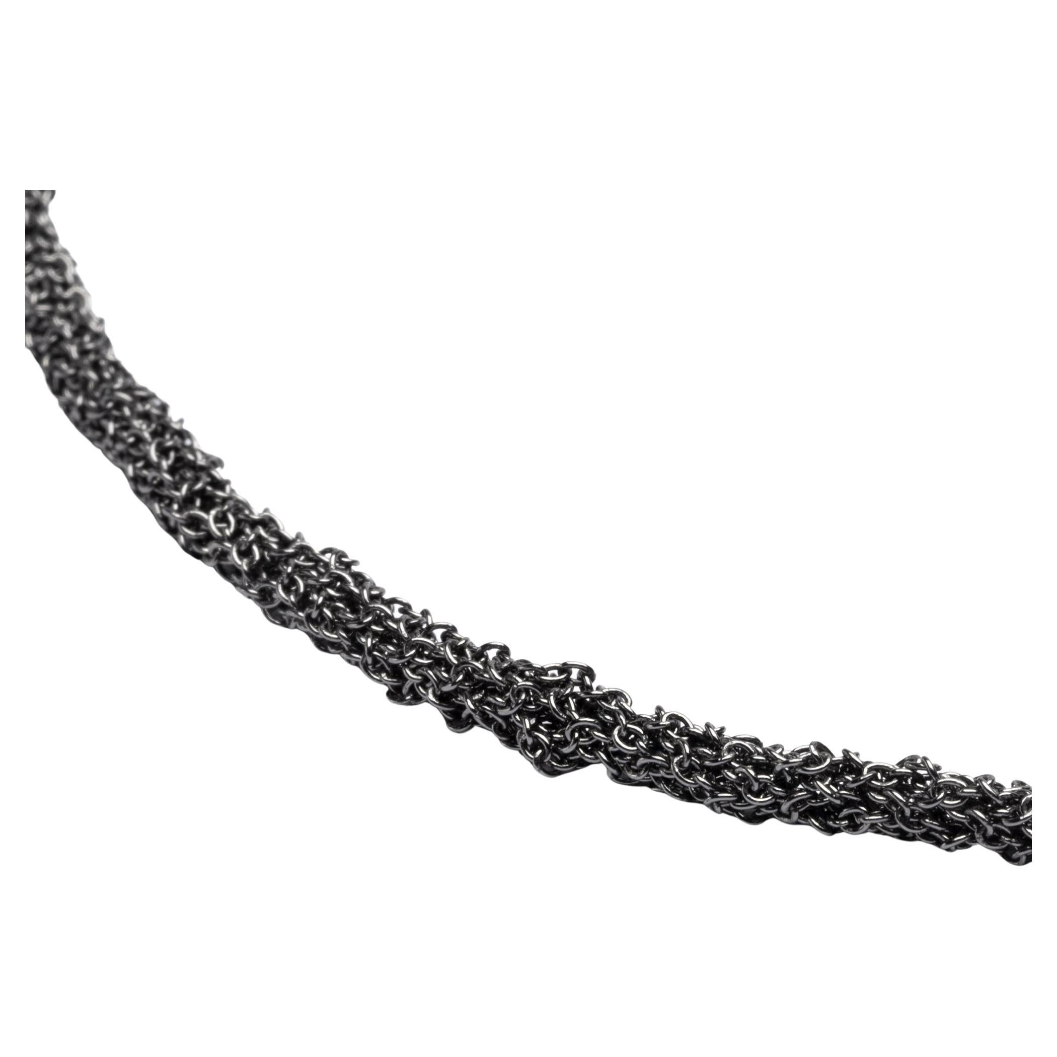 Alex Jona Gewebte Kette/Halskette aus Sterlingsilber mit schwarzem Rhodium im Zustand „Neu“ im Angebot in Torino, IT
