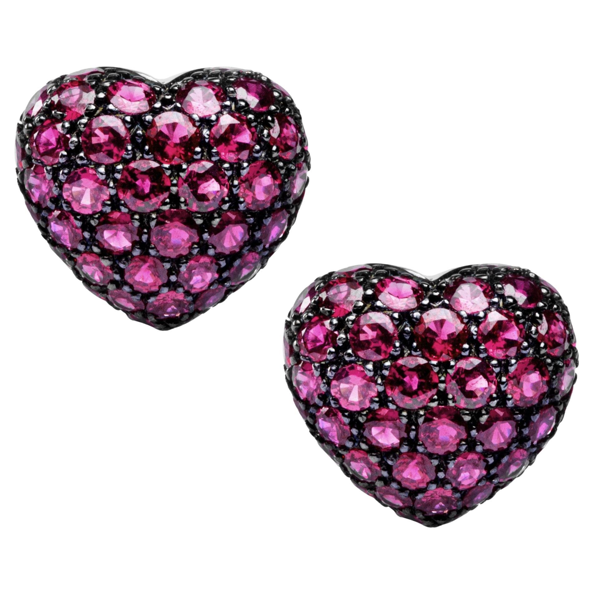 Alex Jona 18 Karat White Gold Ruby Heart Clip-On Earrings