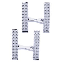Alex Jona Guilloché Sterling Silver Bar Cufflinks