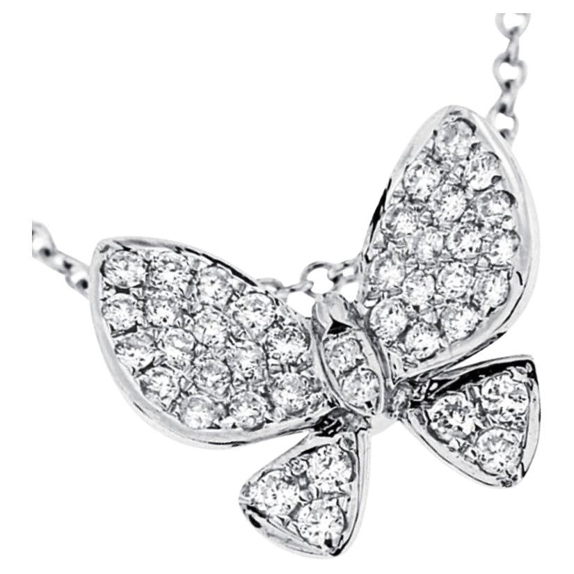 Alex Jona, collier pendentif papillon en or blanc et diamants en vente