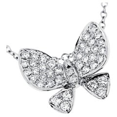 Alex Jona White Diamond Gold Butterfly Pendant Necklace