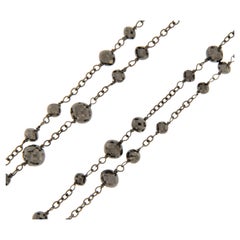 Alex Jona Collier long en or blanc 18 carats bruni avec perles de diamants noirs 