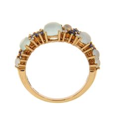Jona Aquamarine Chalcedony Blue Sapphire Diamond Gold Ring