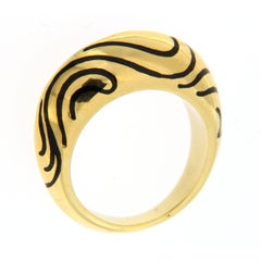 Jona Black Enamel 18 Karat Yellow Gold Dome Ring