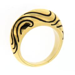 Jona Black Enamel Gold Dome Ring 3