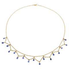 Alex Jona Blue Sapphire 18 Karat Yellow Gold Necklace