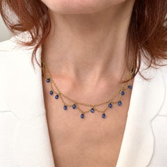 Alex Jona Blue Sapphire 18 Karat Yellow Gold Necklace