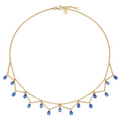 Alex Jona Blue Sapphire 18 Karat Yellow Gold Necklace