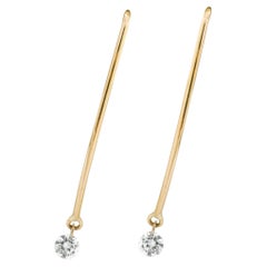 Schwebende weiße Diamant-Ohrringe aus 18 Karat Gelbgold mit Anhänger