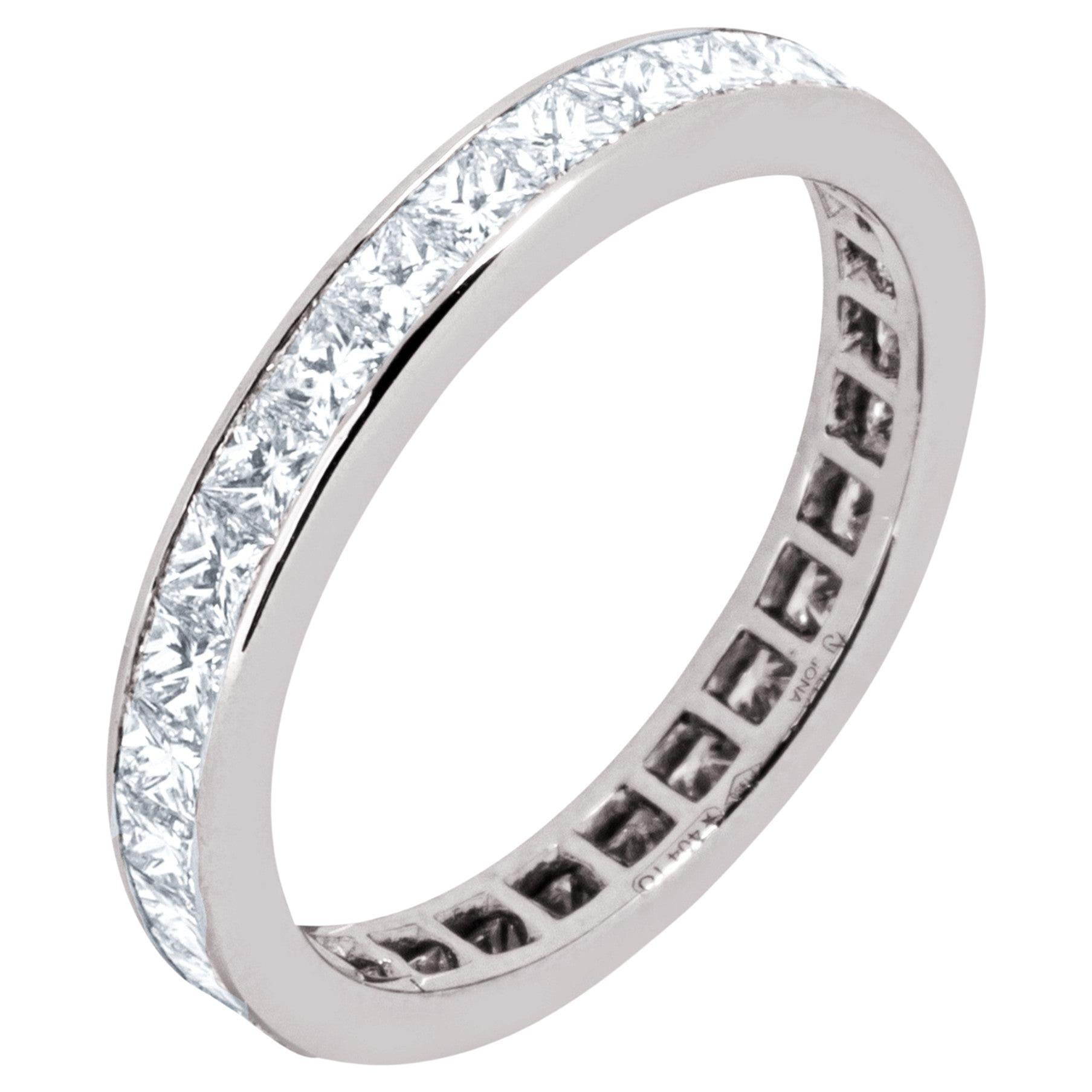 Alex Jona White Diamond Platinum Eternity Band Ring For Sale