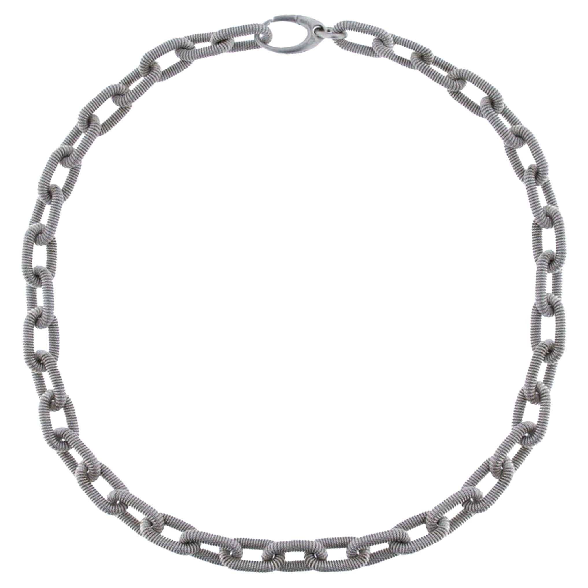 Alex Jona Sterling Silver Twisted Wire Chain Link Necklace For Sale